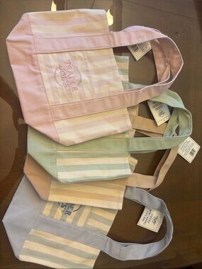 Set of 4 Trader Joe's Mini Striped Canvas Totes